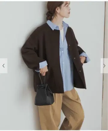 택 포함 새상품 울 리버 노칼라 미들 코트 어반 리서치 도어스