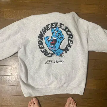 SANTA CRUZ 그레이 후드 부착 후드티