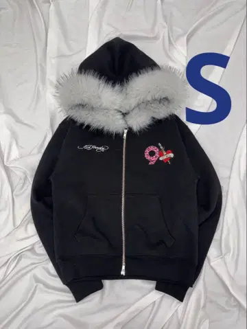 9090 Ed Hardy 90 로고 퍼 집 후디