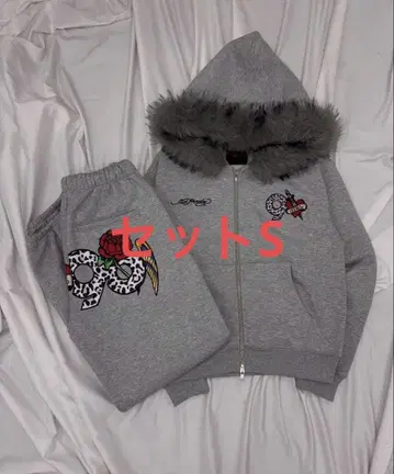 9090 Ed Hardy 90 Logo Fur Zip Hoodie