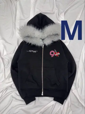 9090 Ed Hardy 90 로고 퍼 집 후디