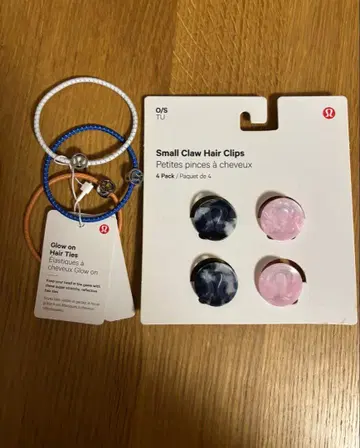 LULULEMON 머리끈 3개 헤어 클립 4개 세트