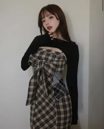 andmary Juni 체크 드레스 베이지 AM1600