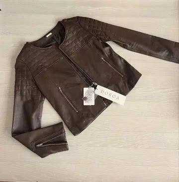 택 포함 미사용 새상품 DOROA 양가죽 램 가죽 자켓 브라운 고급