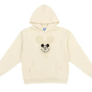 미키마우스 후드 부착 후드티 크림색