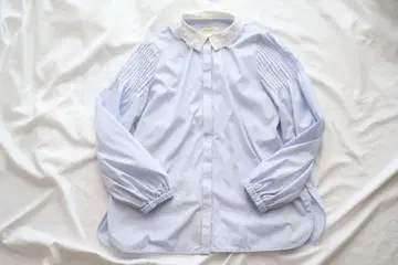 유나이티드 애로우즈 튤 칼라 2WAY 블라우스 블루