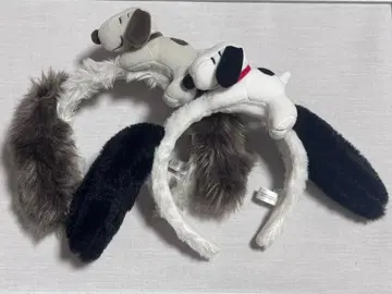 스누피 귀 달린 머리띠 커플 세트