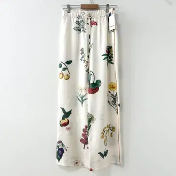 미사용 새상품 CABaN 실크 트윌 BLOOMIN' ART 프린트 팬츠