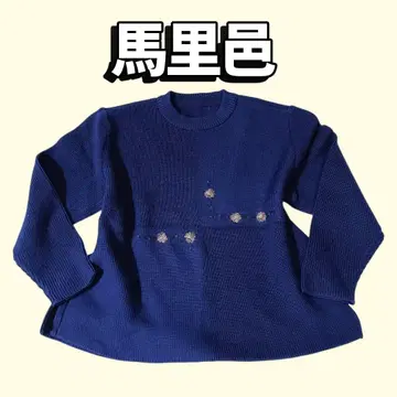 니트 스웨터 마리무라 심플 귀여운 플라워 자수 구제 의류