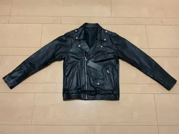 미사용 새상품 천연 가죽 더블 라이더 자켓 블랙