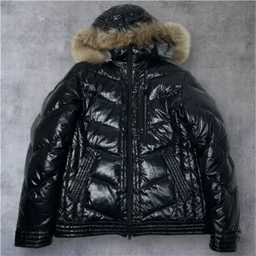 y2k 퍼 다운 자켓 쇼트 기장 헤이세이 시크 스타일 광택 블랙 블랙