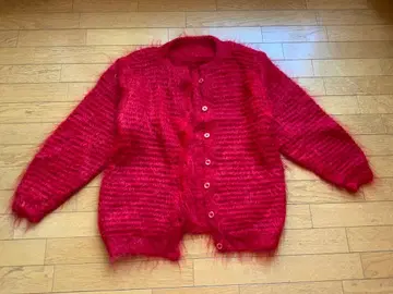 빈티지 모헤어 가디건 오버 사이즈 빨간색