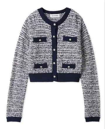 LILY BROWN 릴리 브라운 트위드 니트 가디건 NVY