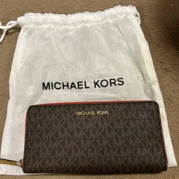 MICHAEL KORS 장지갑 다크 브라운/레드