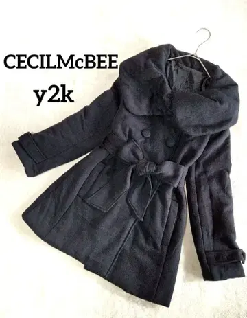 세실 맥비 y2k 헤이세이 갸루 빅 칼라 충전솜 코트 리본 포함