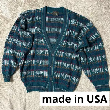아카이브 vintage USA제 올 패턴 아크릴 니트 가디건 M