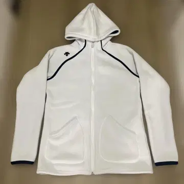 새상품급! DESCENTE 플리스 소재 화이트 후드 부착 후드티