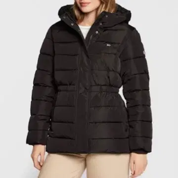 TOMMY JEANS 충전솜 자켓 블랙 M 여성용 로고 와펜