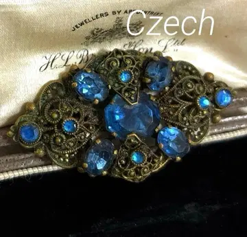 체코제 빈티지 브로치 스카이 블루칼라 유리