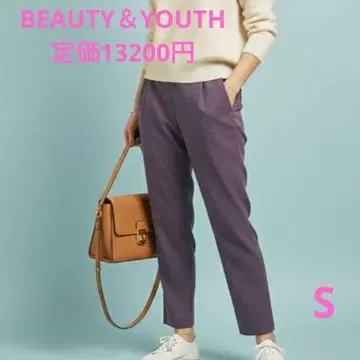 BEAUTY&YOUTH 워셔블 트위드 라이크 보라색 턱 테이퍼드 팬츠