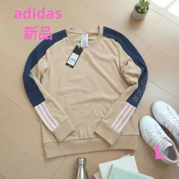 택 포함 새상품 아디다스 얇은 소재 맨투맨 트레이닝복 베이지 스포츠