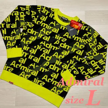 어드미럴 여성용 로고 자카드 올 패턴 긴팔 크루넥 스웨터