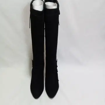 새상품급 긴자 카네마츠 블랙 스웨이드 롱 부츠 23.5cm