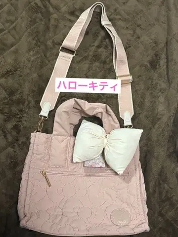 헬로키티 시마무라 콜라보 숄더백 핑크 x 화이트 리본 미사용 새상품
