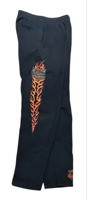 00s 할리데이비슨 프레임 패턴/스웨트 팬츠 S 블랙 파이어