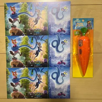 주토피아2 당근 볼펜 녹음 기능 있음 & 영화 특전 카드 3장 세트