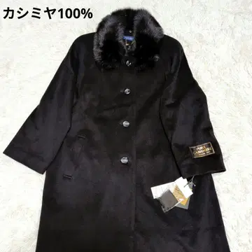 [ 택 포함 ] K&M 롱 코트 캐시미어 100% 퍼 블랙 A라인