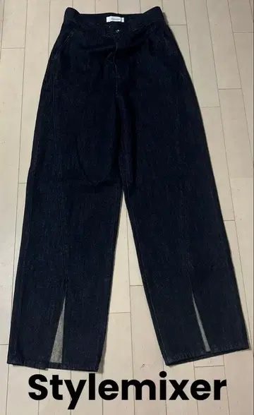 STYLEMIXER 다크 블루 데님 슬릿