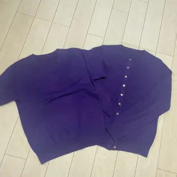 보라색 캐시미어 긴팔 가디건