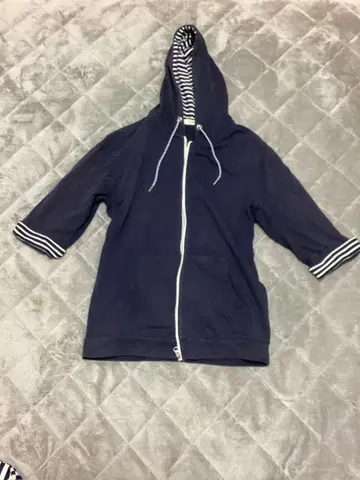 스트라이프 지퍼 후드티 7부 y2k 헤이세이