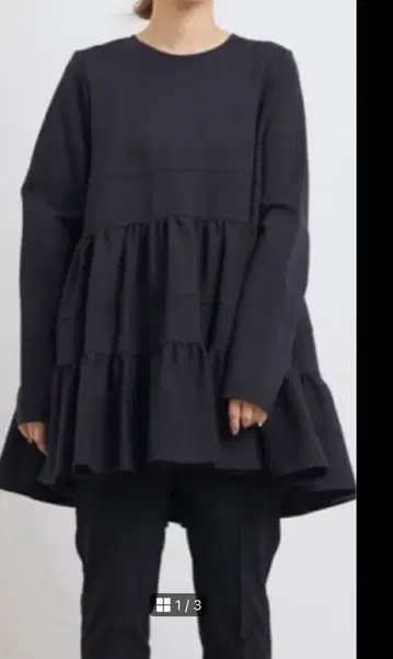 요리 새상품급 따뜻한 헴 프릴 블라우스 블랙