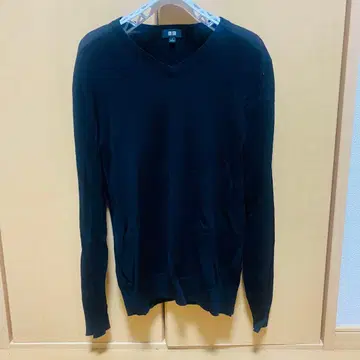 UNIQLO 유니클로 메리노 V넥 블랙 차콜 그레이 여성용 L