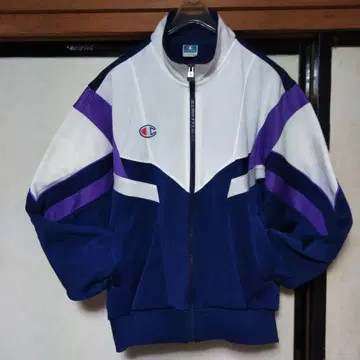 Champion 트랙 자켓 화이트/네이비/퍼플
