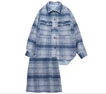 WEGO/샤기 체크 CPO 자켓 스커트