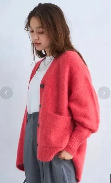 [ 클리닝 완료 ] 알파카 소재 핑크 가디건