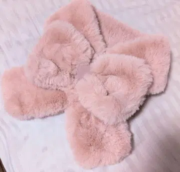 훌라 인조 모피 리본 티펫 핑크