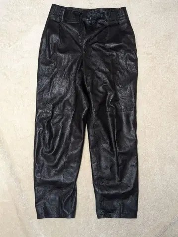 B.O.B. 천연 가죽 가죽 팬츠 블랙