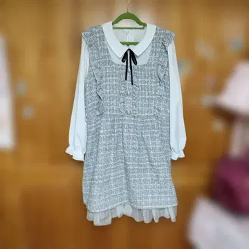 프릴 달린 트위드풍 원피스 트위드 원피스 4L