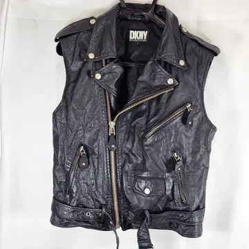 DKNY 라이더 가죽 베스트 블랙 M 도나카란 뉴욕