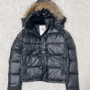 RUSS K 러스케이 퍼 블랙 다운 자켓 로고 y2k 시크 스타일