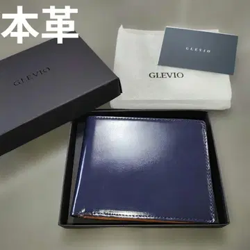 천연 가죽 접이식 지갑 남성용 지퍼 유리 가죽 BOX 블루