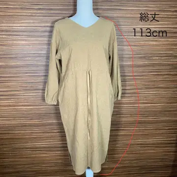 mashukashu 마슈카슈 원피스 갈색 브라운 긴팔 레이온