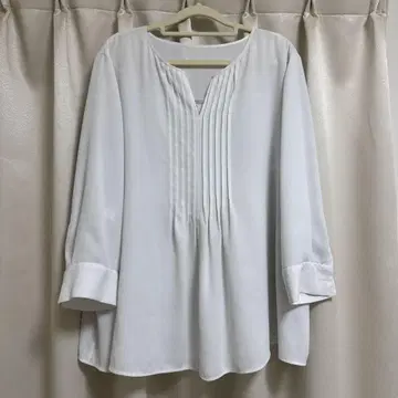 최종 SALE 무료배송 [세탁 가능] 백 새틴 암젠 키 넥 블라우스