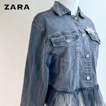 ZARAWOMAN 자라 우먼 튤 절개 데님 자켓 비쥬 부착