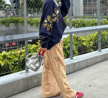 HELLO.SANFRANCISCO 사이드 리본 체크 이지 팬츠 S 사이즈