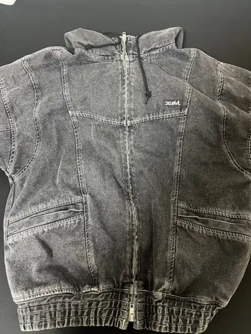 x-girl 후드 부착 데님 자켓 후드티